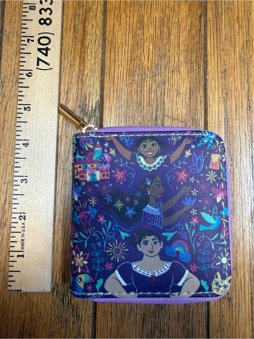 Colorful Purple Illustrated Encanto Madrigal Zip Wallet
